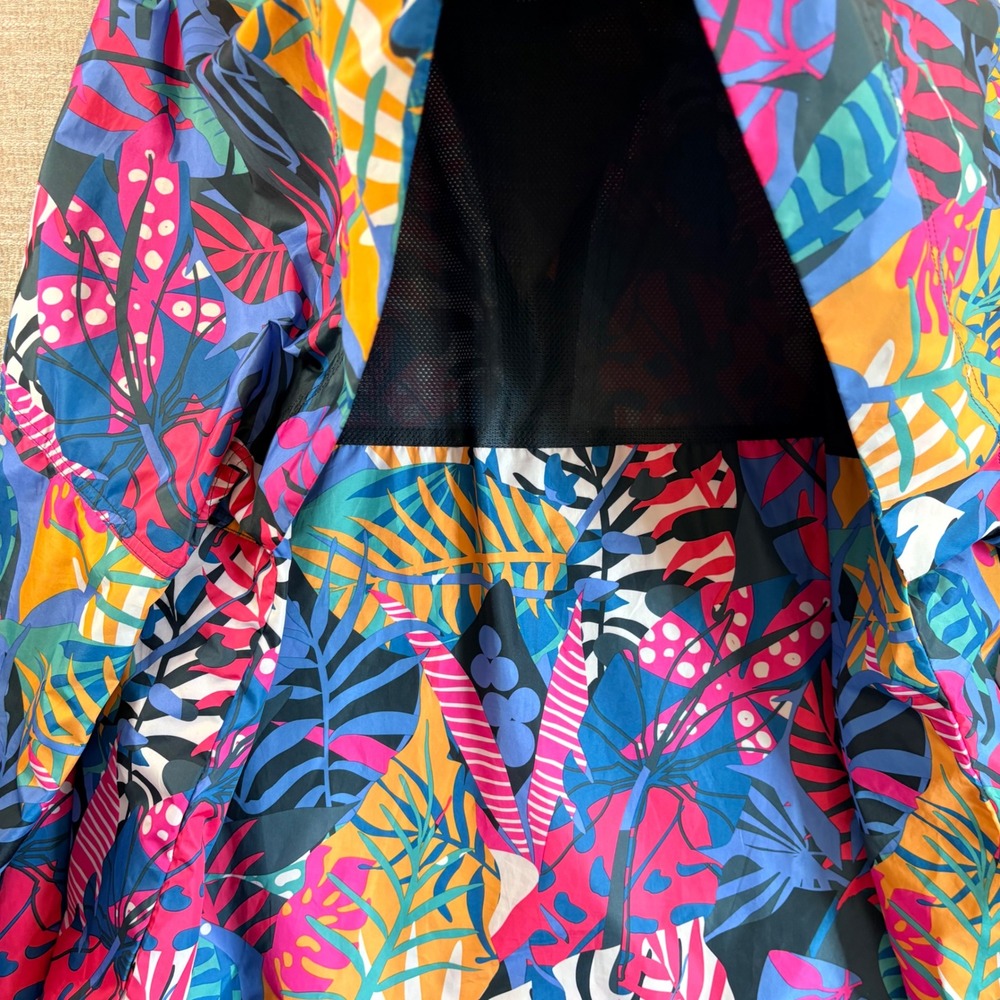 LAUREN JAMES Womens Water Resistant Hooded Anorak Jacket XXL Tropical Packable - Picture 8 of 11